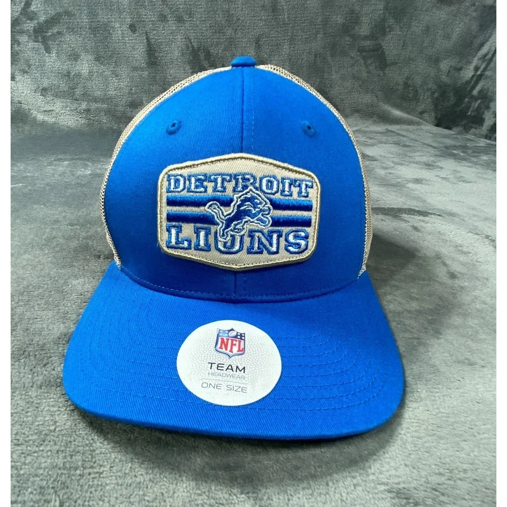 Detroit‎ Lions Hat Cap Snap Back Trucker One Size NFL Football Lion Mascot NEW